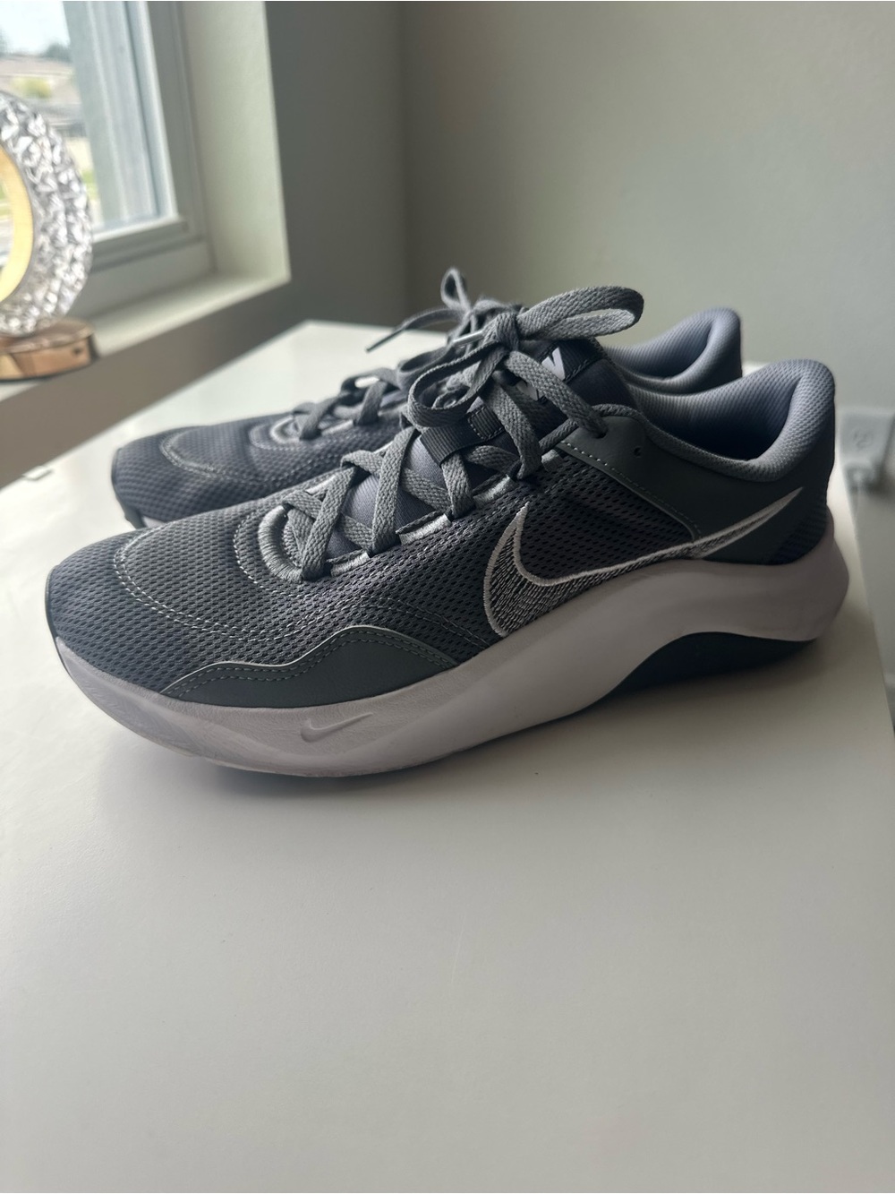 Nike Grey Mesh Athletic Sneakers - Grey/White